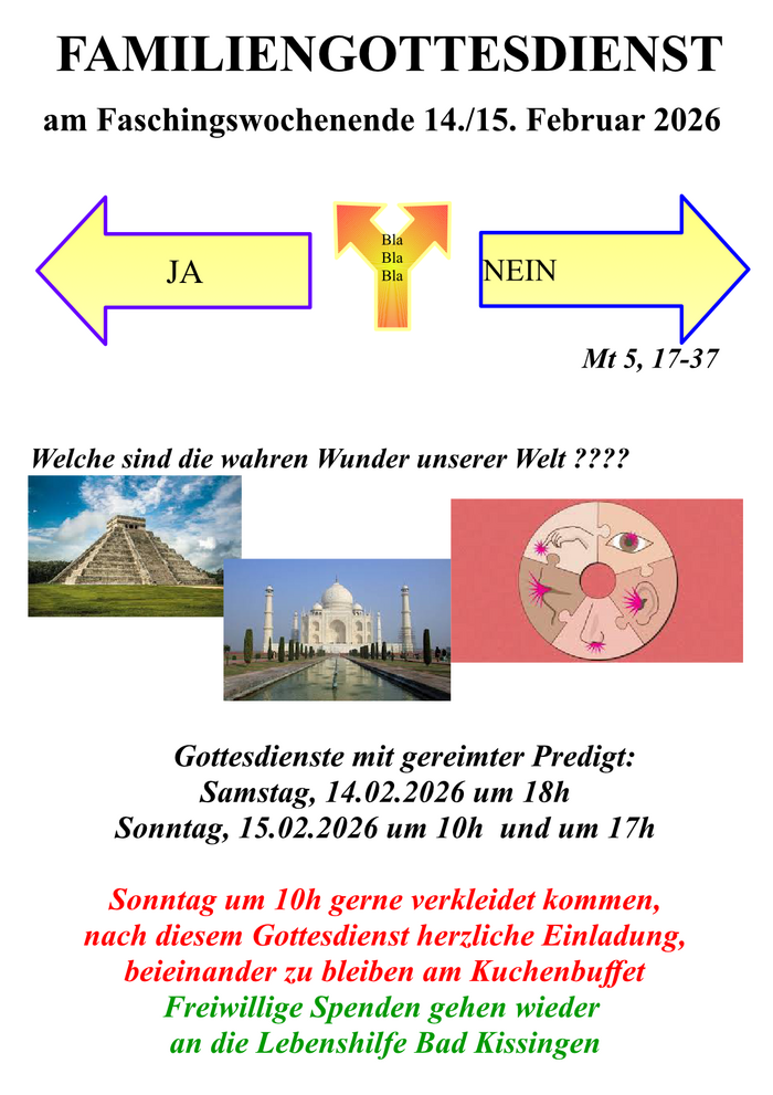 Gottesdienst mit Predigt in Versform, vorgetragen von Frau Eva Maria Petrik